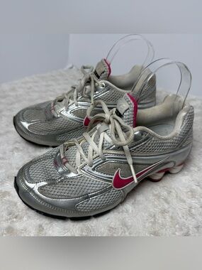 Nike Shox Reveal 3 Silver and Hot Pink Athletic Sneakers 2009